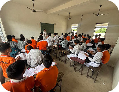 Students studying in a classroom
